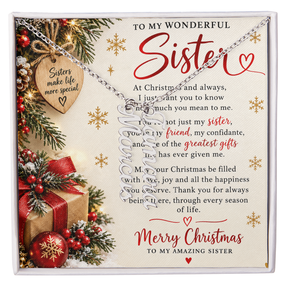 Sister Gift Multi Vertical Name Necklace – Personalised Jewellery