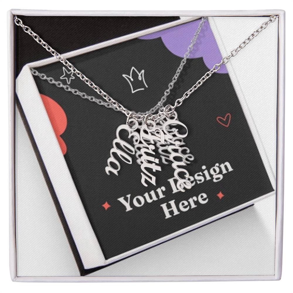 Elegant Multi Vertical Name Necklace – Personalized Family Jewelry