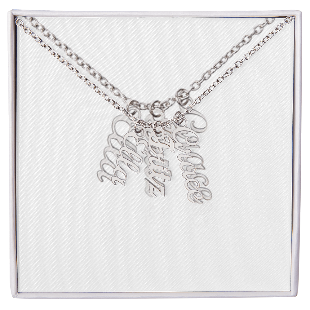 Elegant Multi Vertical Name Necklace – Personalized Family Jewelry