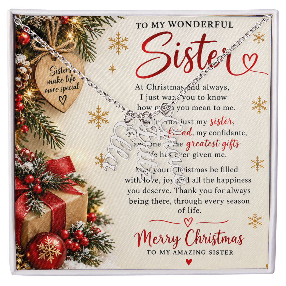 Sister Gift Multi Vertical Name Necklace – Personalised Jewellery