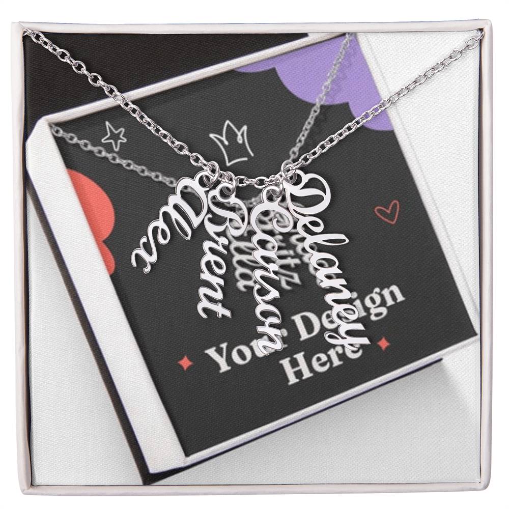 Elegant Multi Vertical Name Necklace – Personalized Family Jewelry