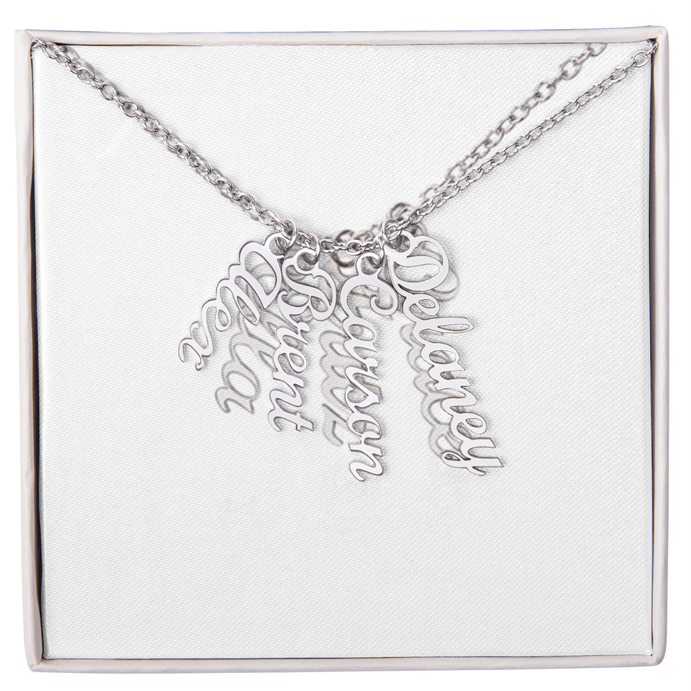 Elegant Multi Vertical Name Necklace – Personalized Family Jewelry