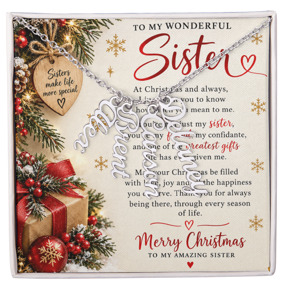 Sister Gift Multi Vertical Name Necklace – Personalised Jewellery