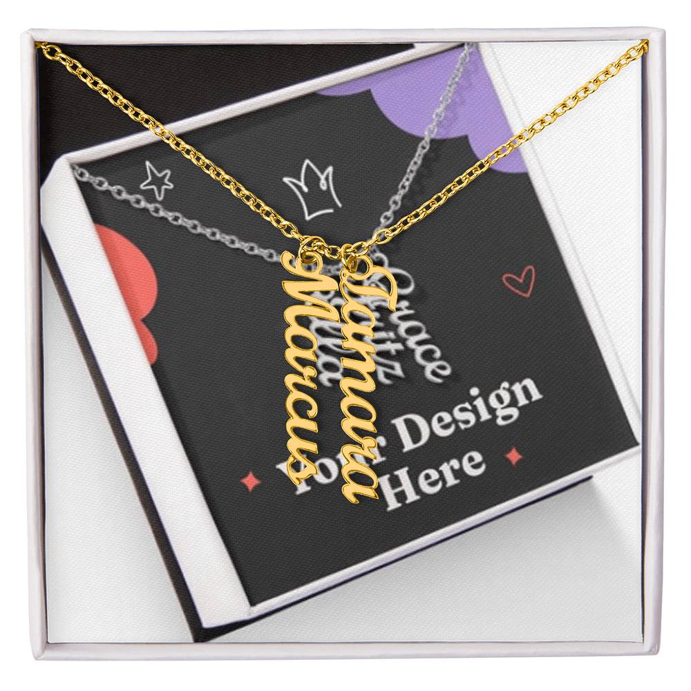 Elegant Multi Vertical Name Necklace – Personalized Family Jewelry