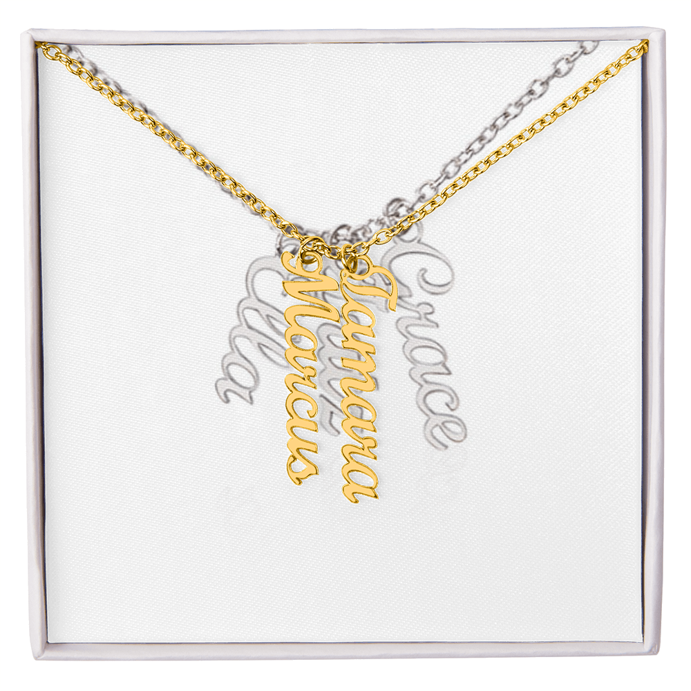 Elegant Multi Vertical Name Necklace – Personalized Family Jewelry