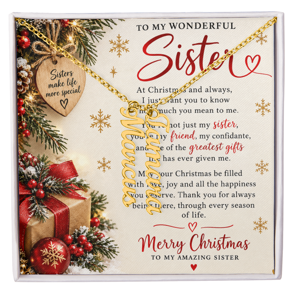 Sister Gift Multi Vertical Name Necklace – Personalised Jewellery
