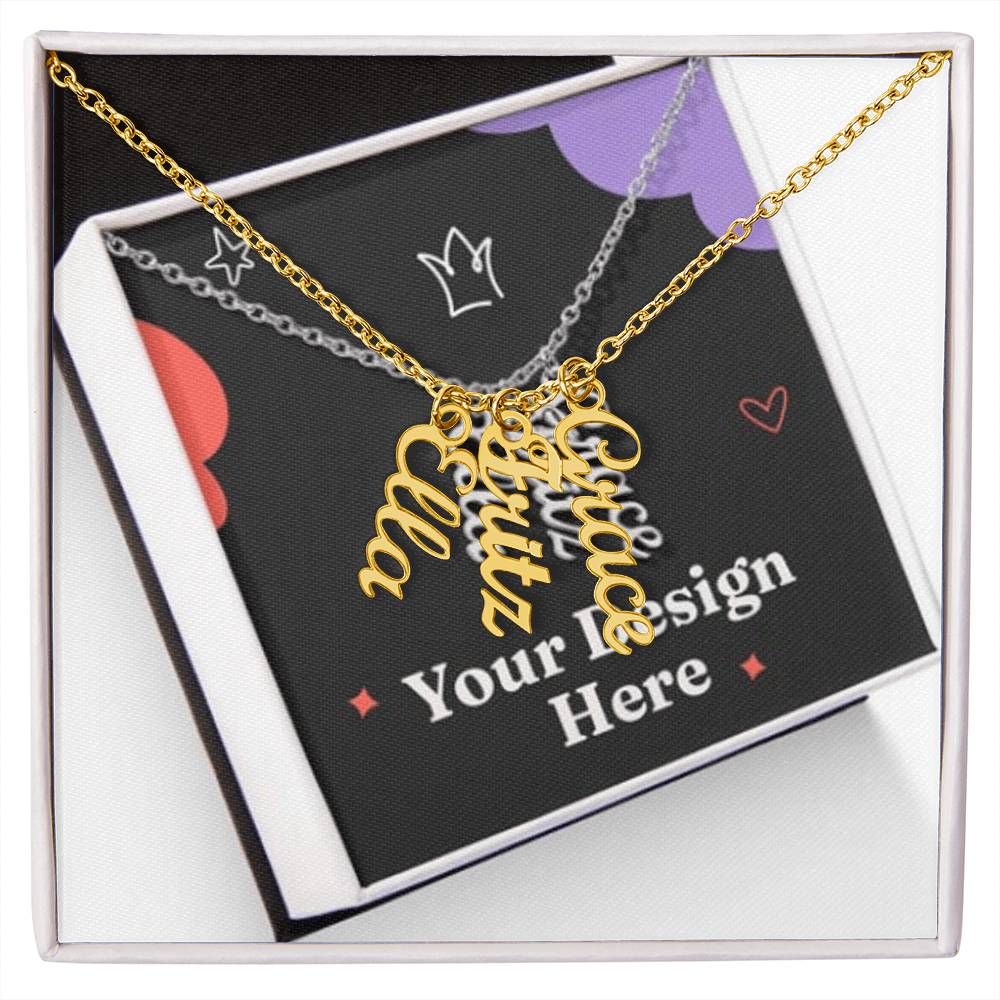 Elegant Multi Vertical Name Necklace – Personalized Family Jewelry