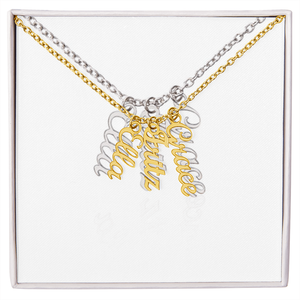Elegant Multi Vertical Name Necklace – Personalized Family Jewelry