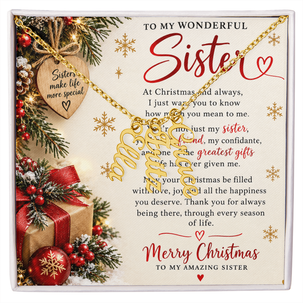 Sister Gift Multi Vertical Name Necklace – Personalised Jewellery