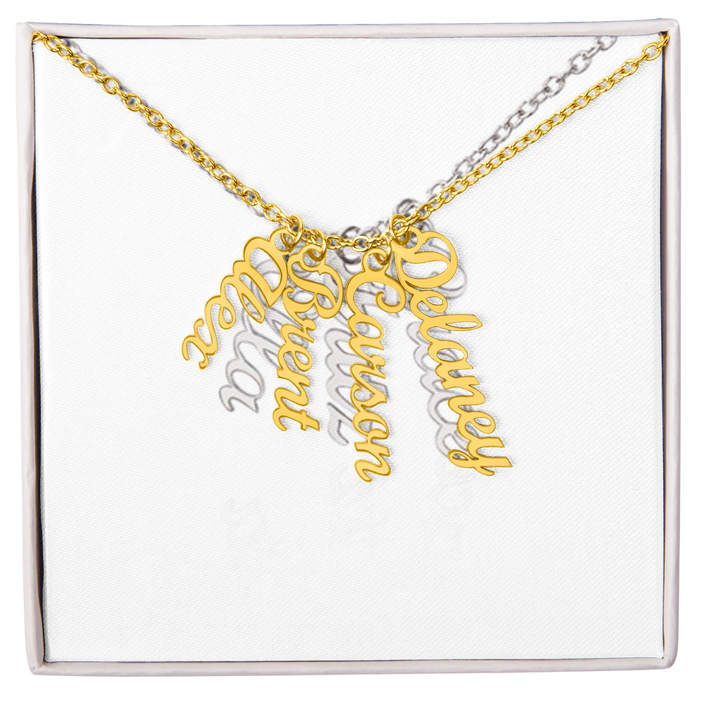 Elegant Multi Vertical Name Necklace – Personalized Family Jewelry