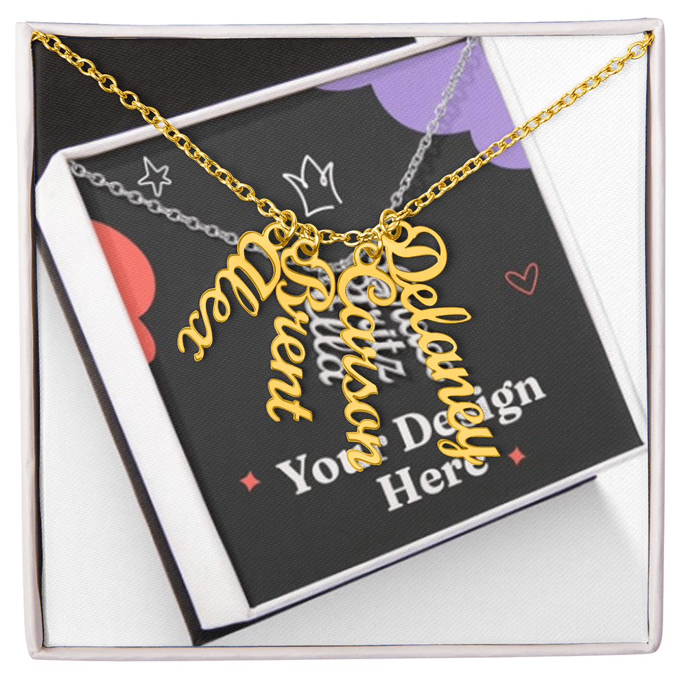 Elegant Multi Vertical Name Necklace – Personalized Family Jewelry