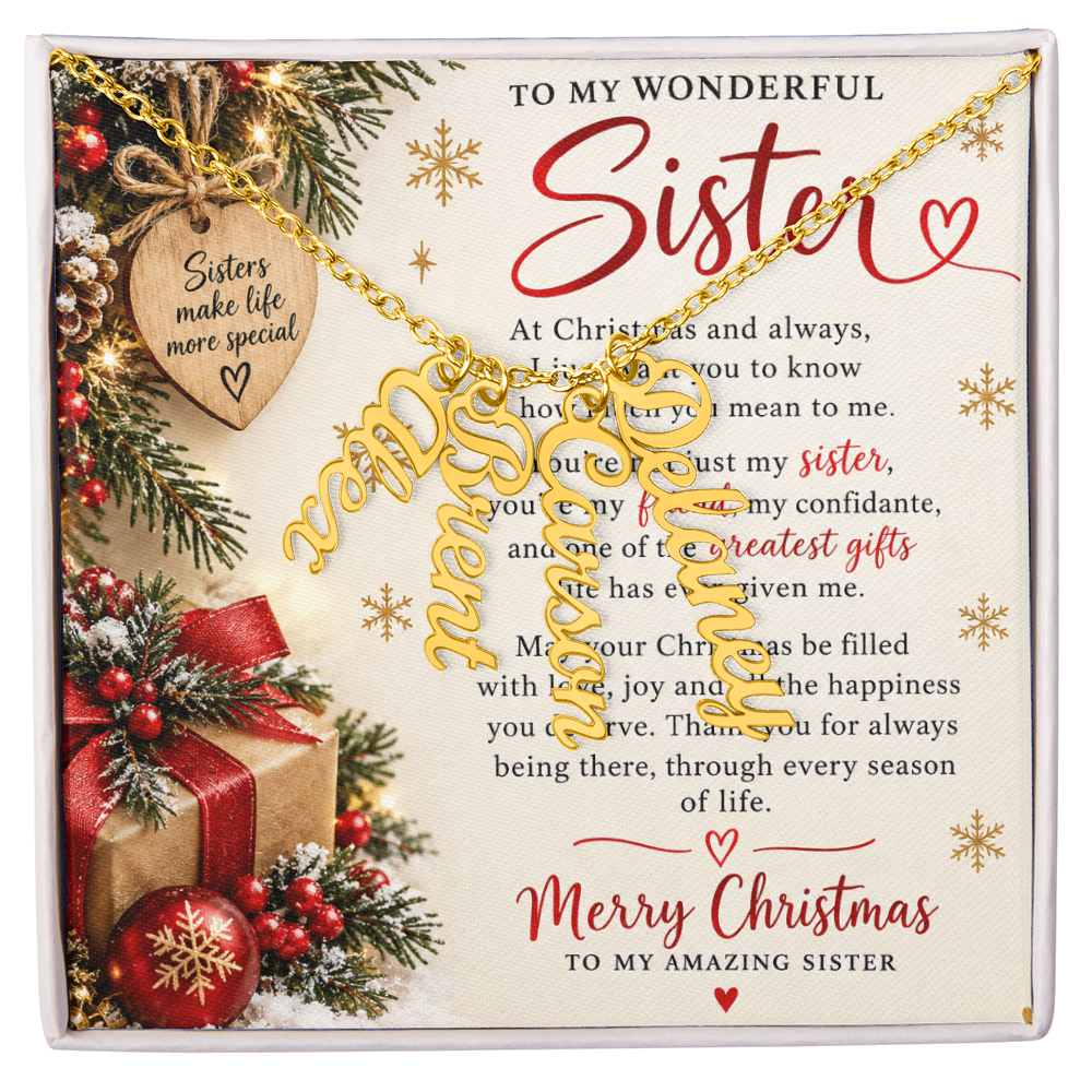 Sister Gift Multi Vertical Name Necklace – Personalised Jewellery