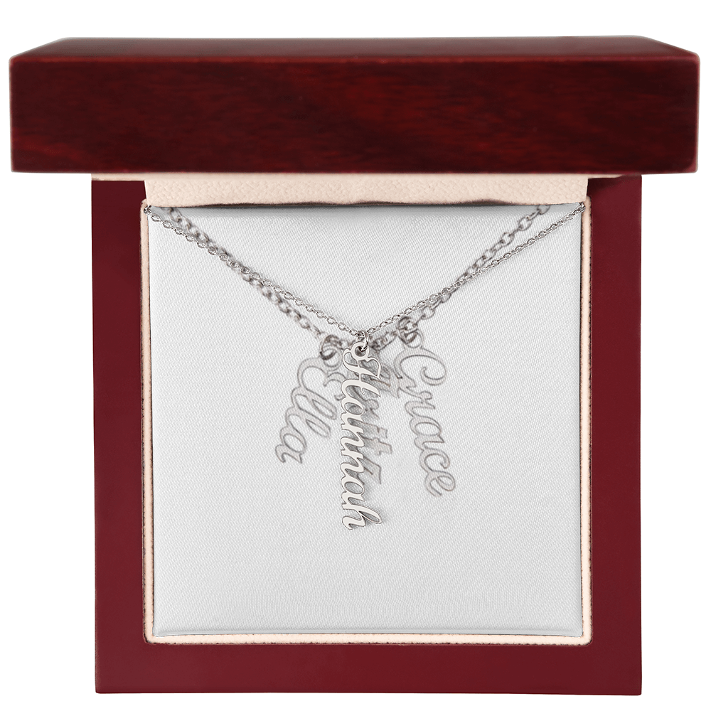 Elegant Multi Vertical Name Necklace – Personalized Family Jewelry