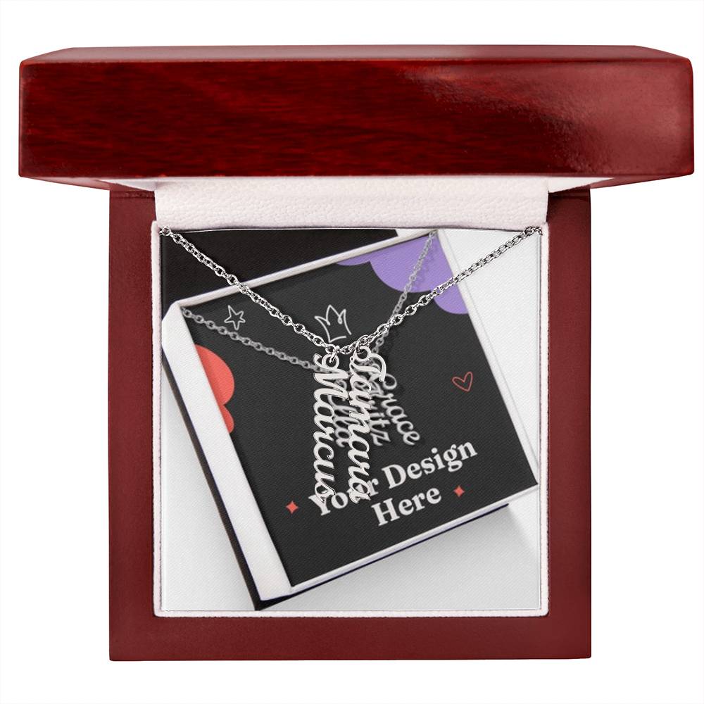 Elegant Multi Vertical Name Necklace – Personalized Family Jewelry