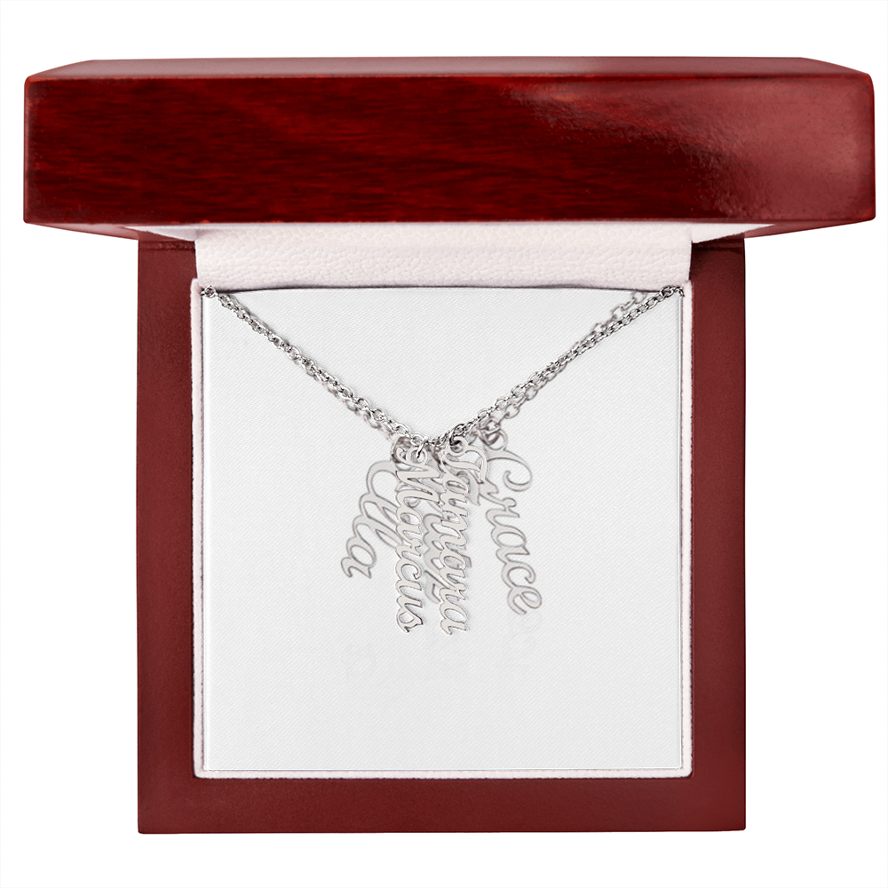 Elegant Multi Vertical Name Necklace – Personalized Family Jewelry