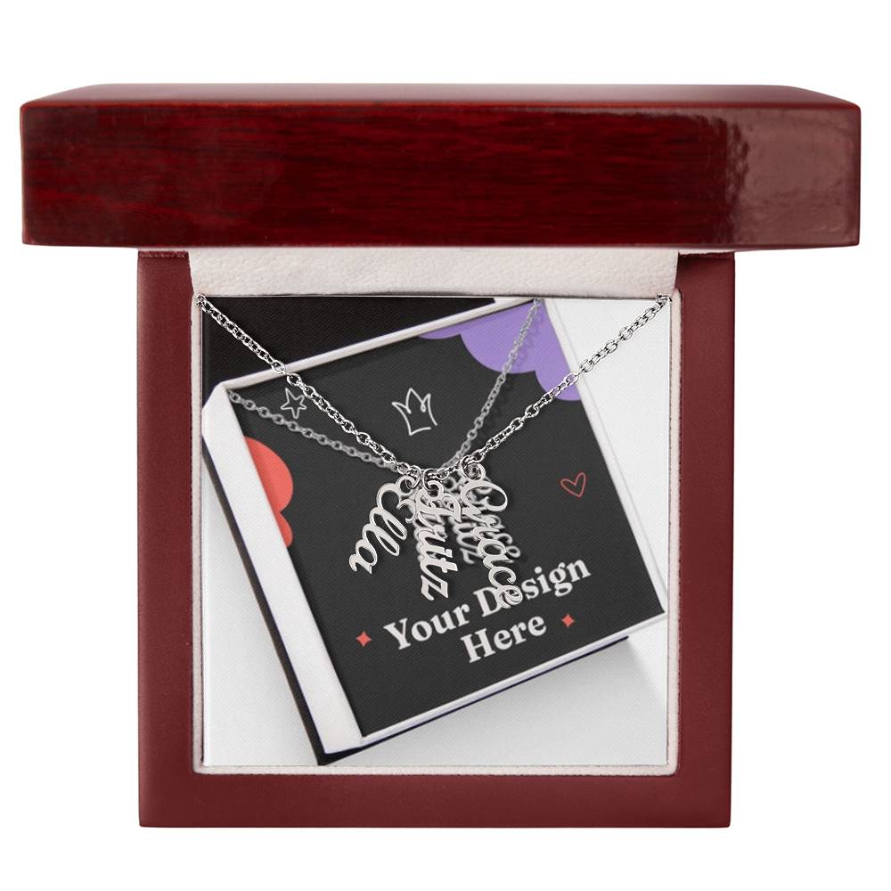 Elegant Multi Vertical Name Necklace – Personalized Family Jewelry