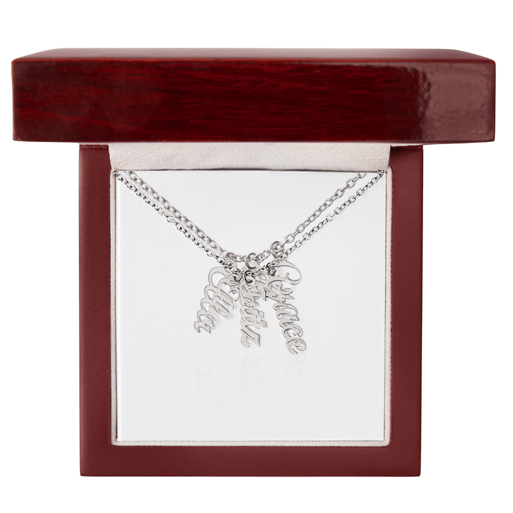 Elegant Multi Vertical Name Necklace – Personalized Family Jewelry
