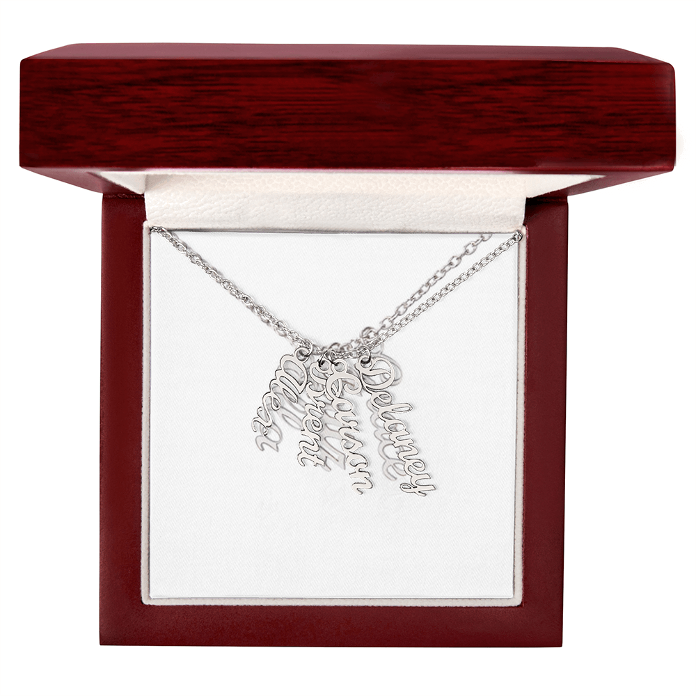 Elegant Multi Vertical Name Necklace – Personalized Family Jewelry