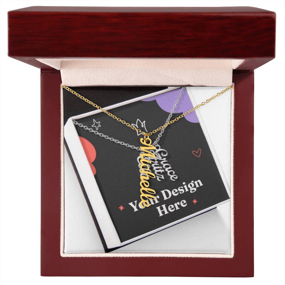 Elegant Multi Vertical Name Necklace – Personalized Family Jewelry