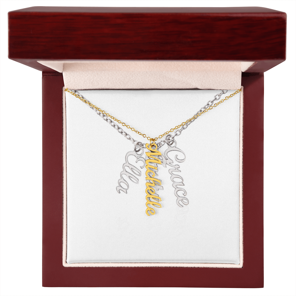 Elegant Multi Vertical Name Necklace – Personalized Family Jewelry