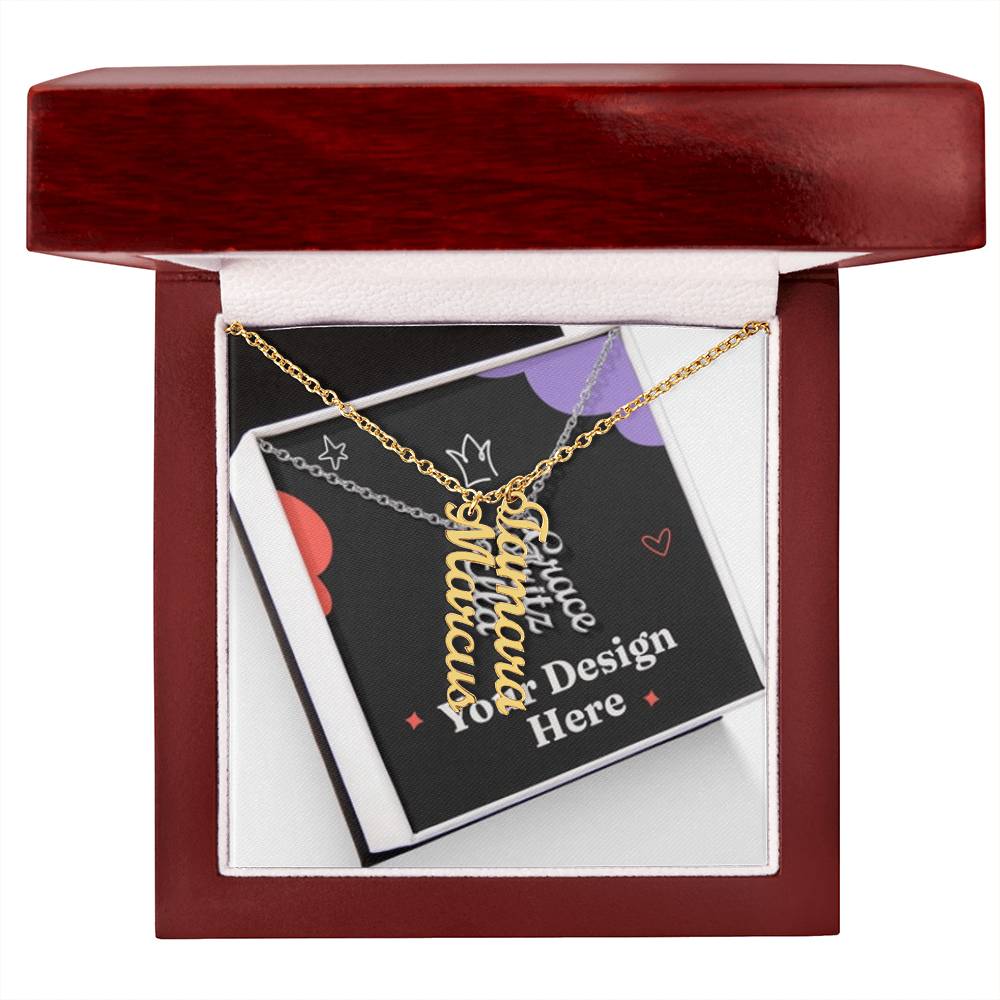 Elegant Multi Vertical Name Necklace – Personalized Family Jewelry