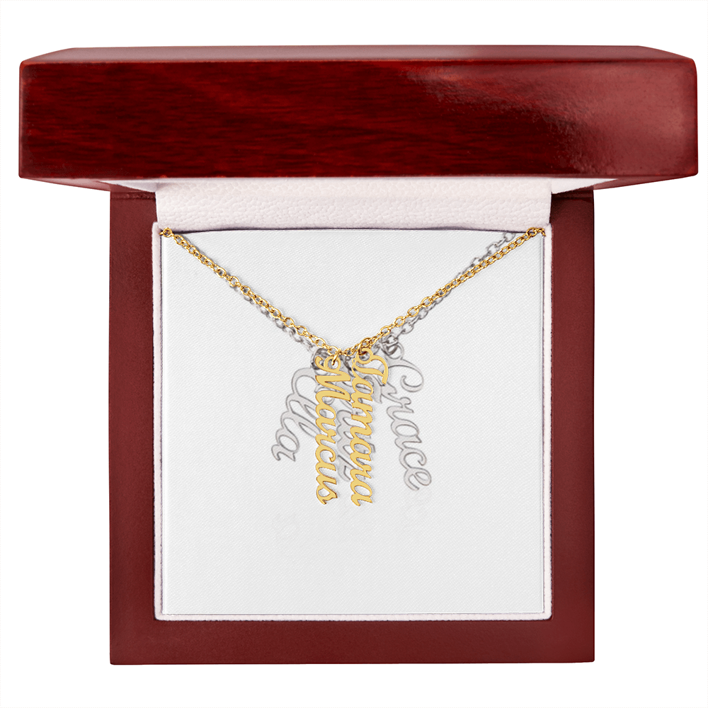 Elegant Multi Vertical Name Necklace – Personalized Family Jewelry
