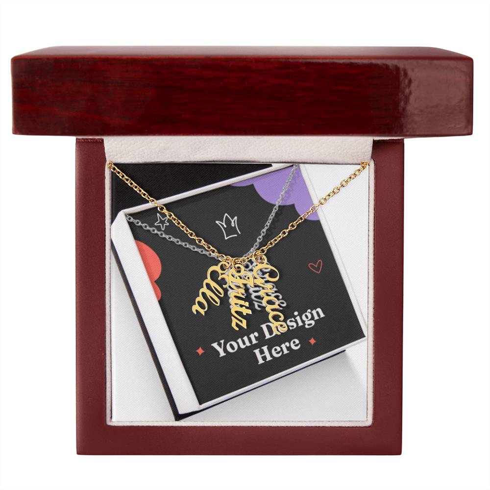 Elegant Multi Vertical Name Necklace – Personalized Family Jewelry