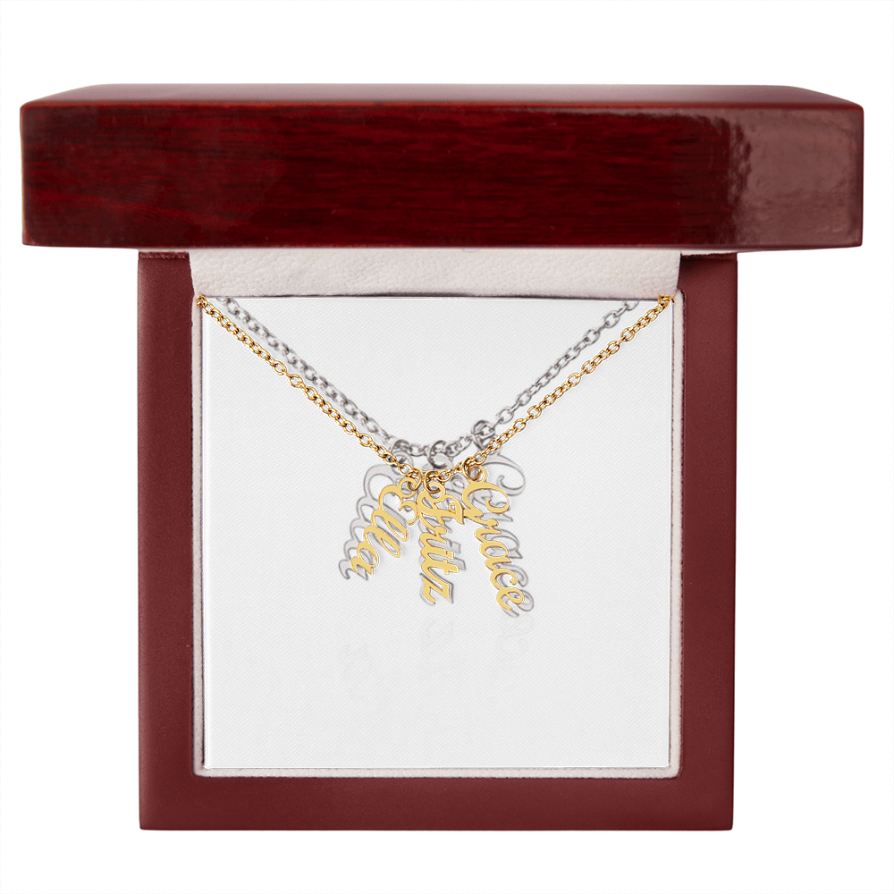 Elegant Multi Vertical Name Necklace – Personalized Family Jewelry