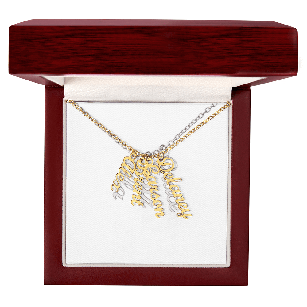 Elegant Multi Vertical Name Necklace – Personalized Family Jewelry