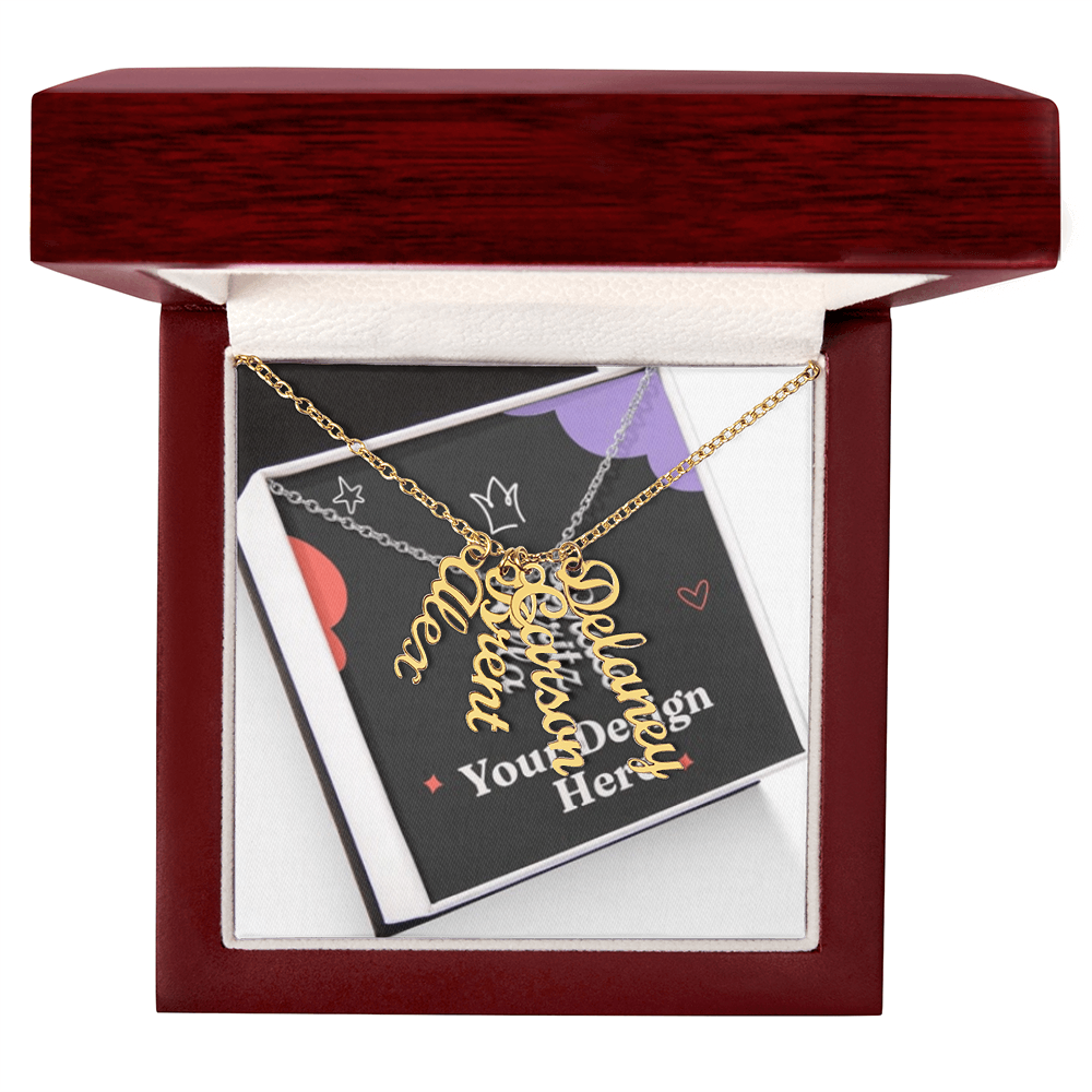 Elegant Multi Vertical Name Necklace – Personalized Family Jewelry