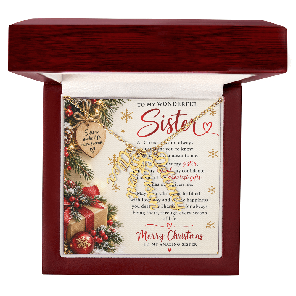 Sister Gift Multi Vertical Name Necklace – Personalised Jewellery