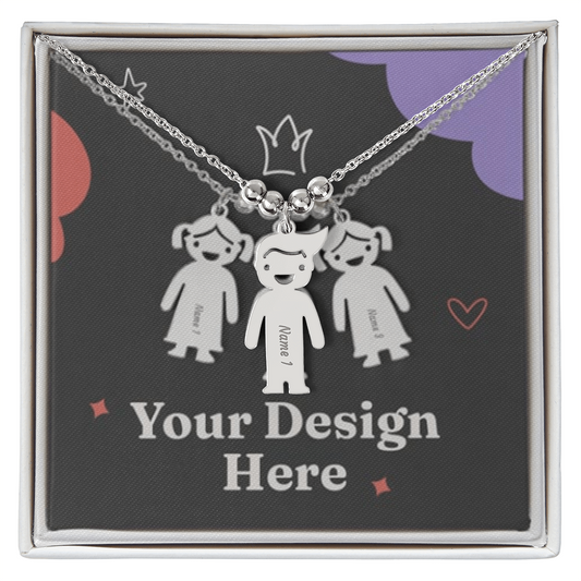 Custom Kid Silhouette Necklace – Engraved with Names or Dates