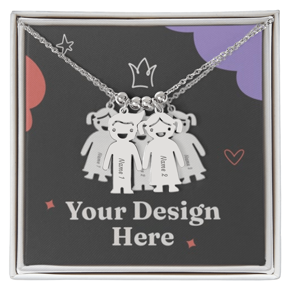 Custom Kid Silhouette Necklace – Engraved with Names or Dates