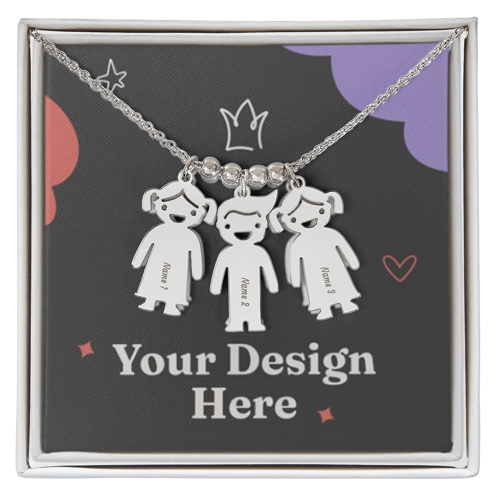 Custom Kid Silhouette Necklace – Engraved with Names or Dates