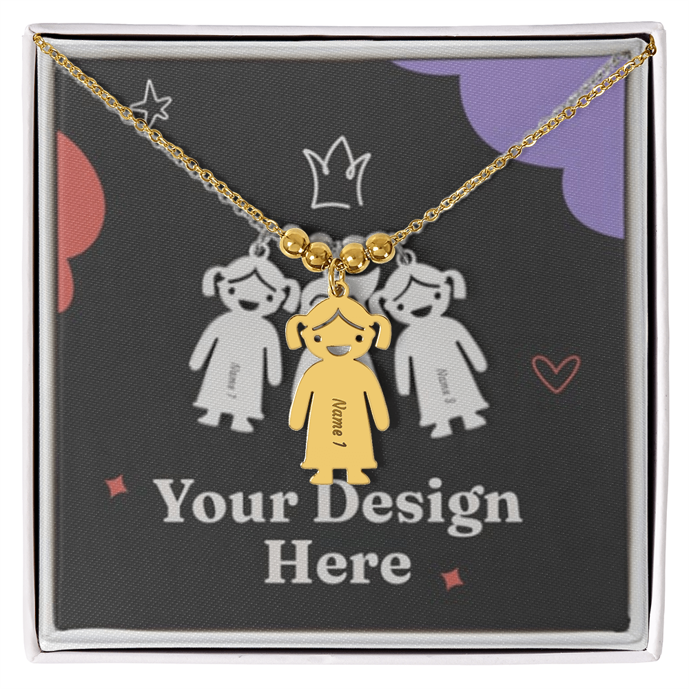 Custom Kid Silhouette Necklace – Engraved with Names or Dates