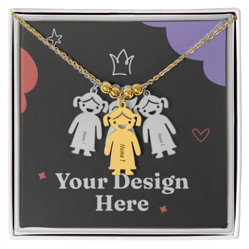 Custom Kid Silhouette Necklace – Engraved with Names or Dates