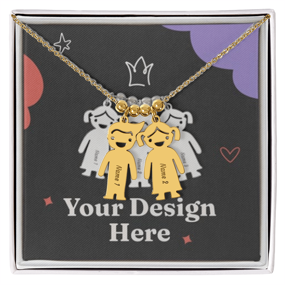 Custom Kid Silhouette Necklace – Engraved with Names or Dates