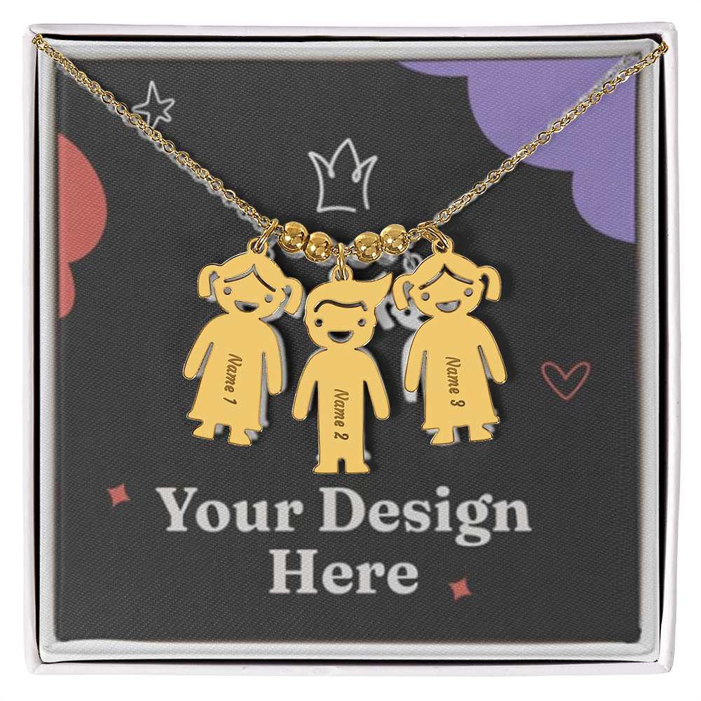Custom Kid Silhouette Necklace – Engraved with Names or Dates