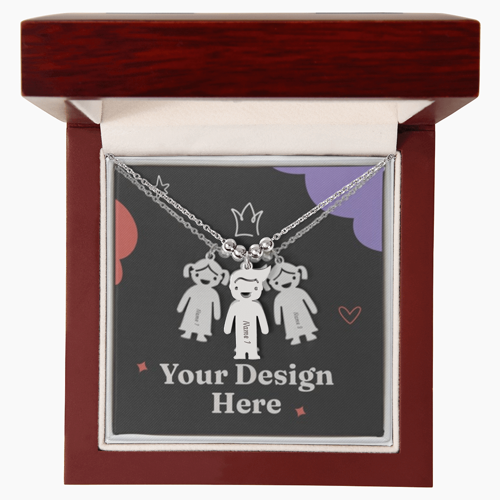 Custom Kid Silhouette Necklace – Engraved with Names or Dates