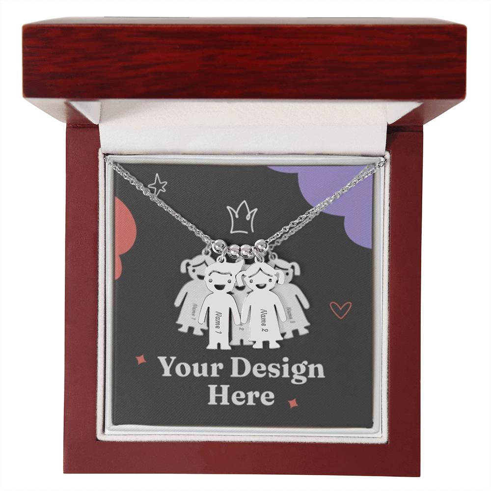Custom Kid Silhouette Necklace – Engraved with Names or Dates