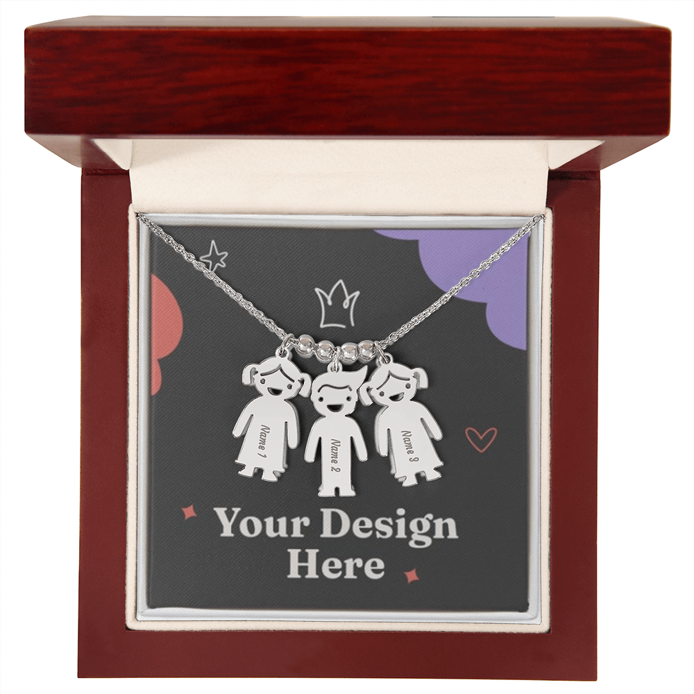 Custom Kid Silhouette Necklace – Engraved with Names or Dates