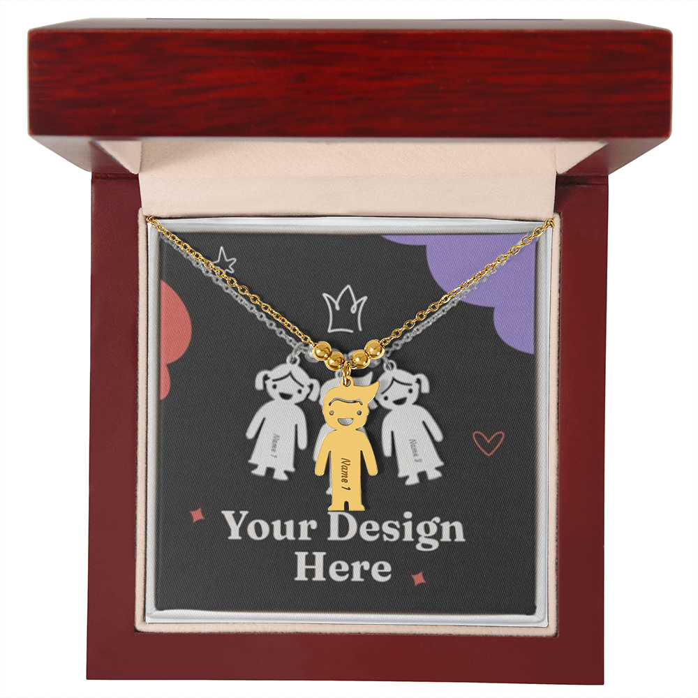 Custom Kid Silhouette Necklace – Engraved with Names or Dates