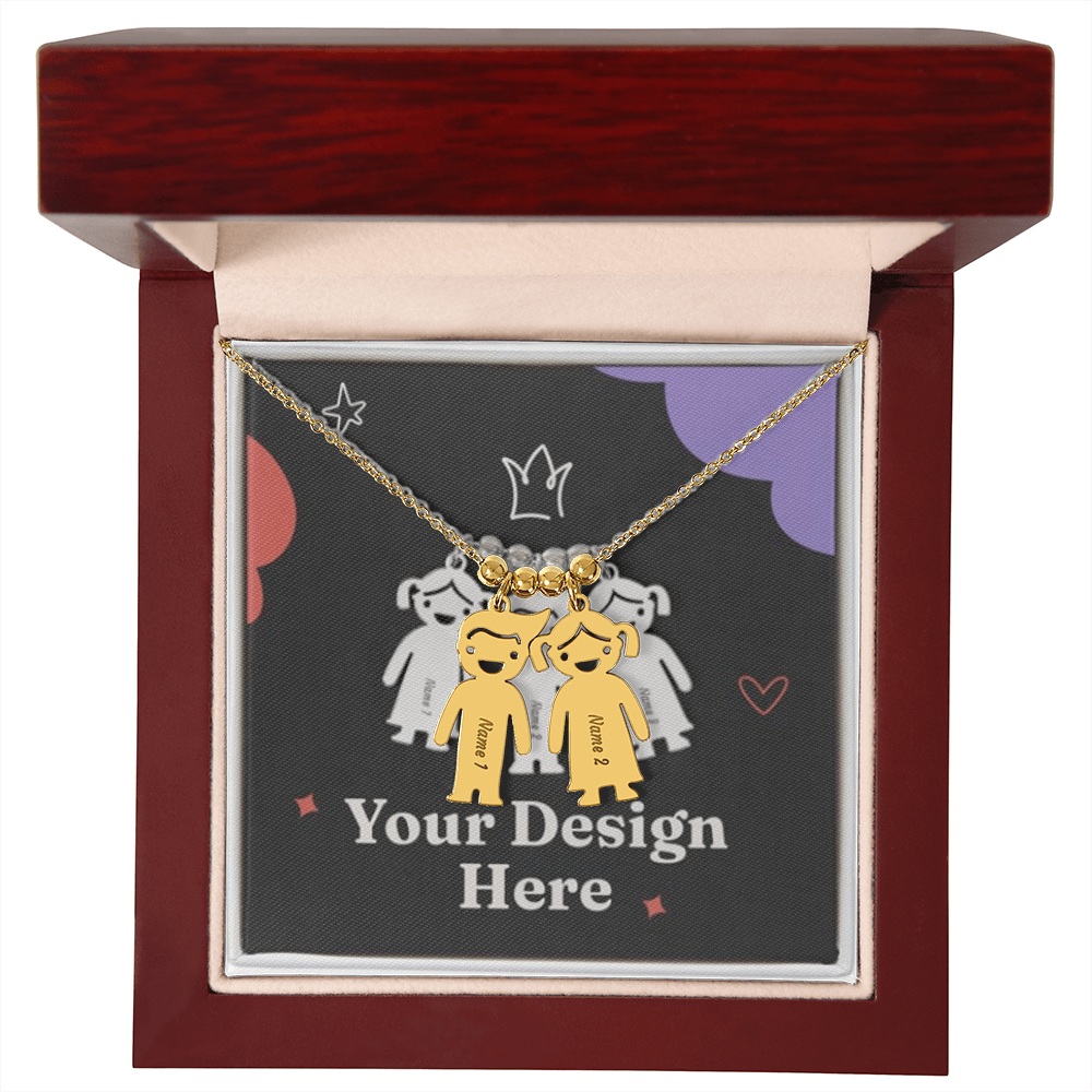 Custom Kid Silhouette Necklace – Engraved with Names or Dates