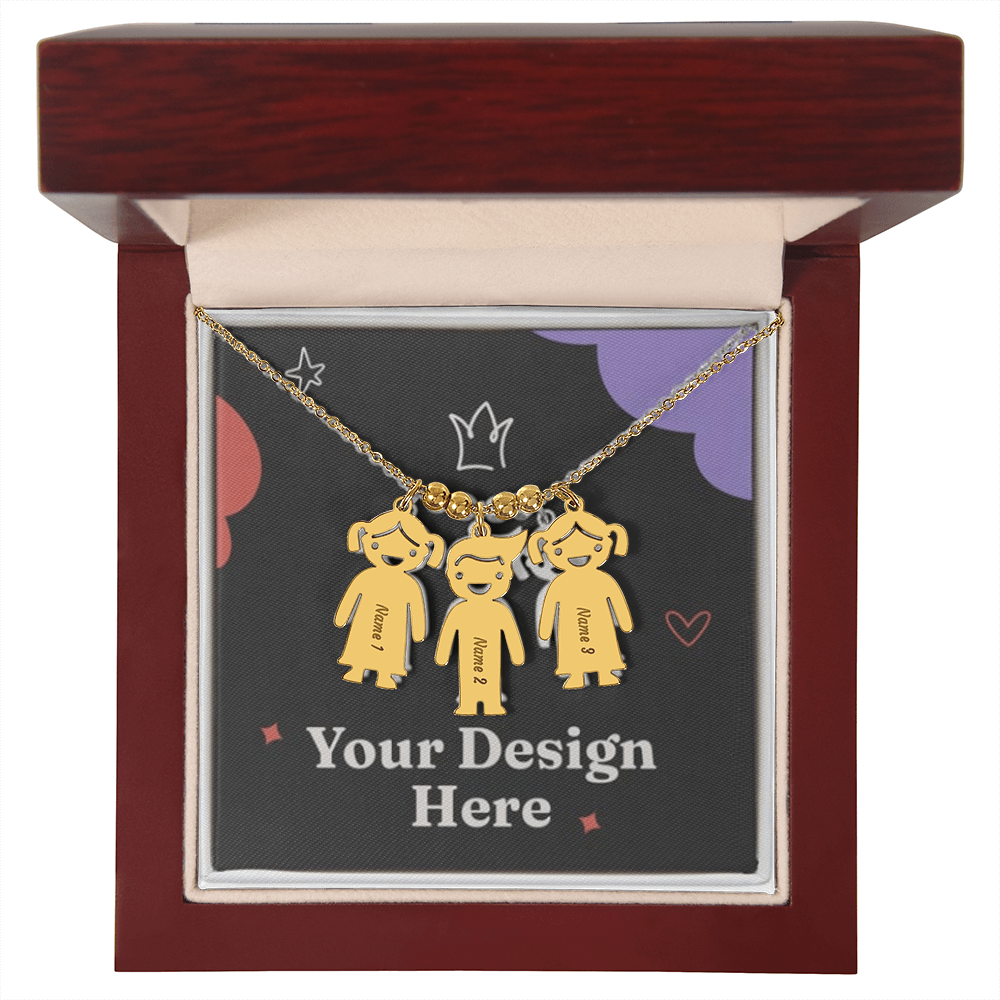 Custom Kid Silhouette Necklace – Engraved with Names or Dates