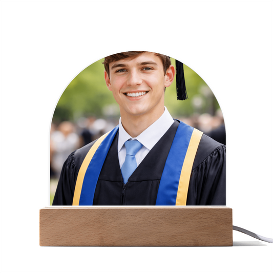 Graduation Photo LED Acrylic Dome Plaque – Personalized Gift for Son or Daughter