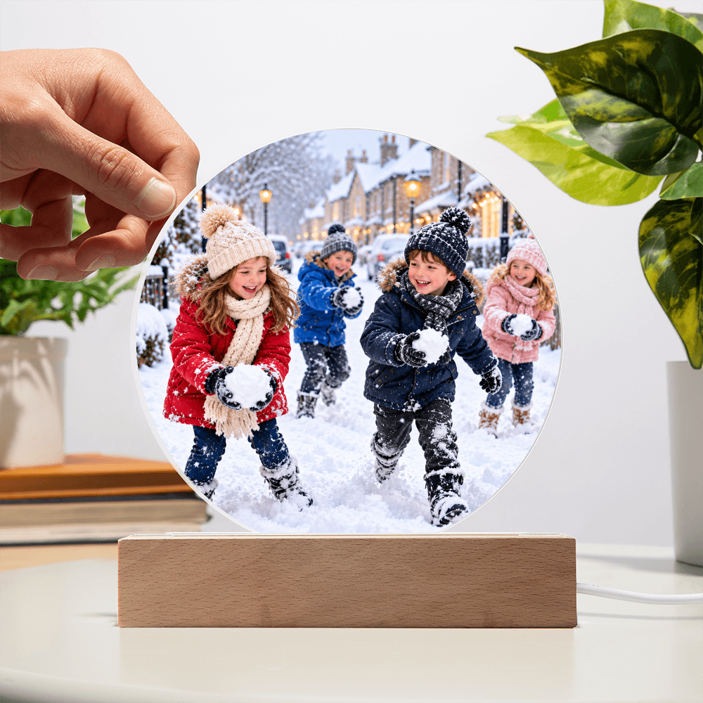 Personalised Round Acrylic Plaque – Custom Photo Keepsake Gift