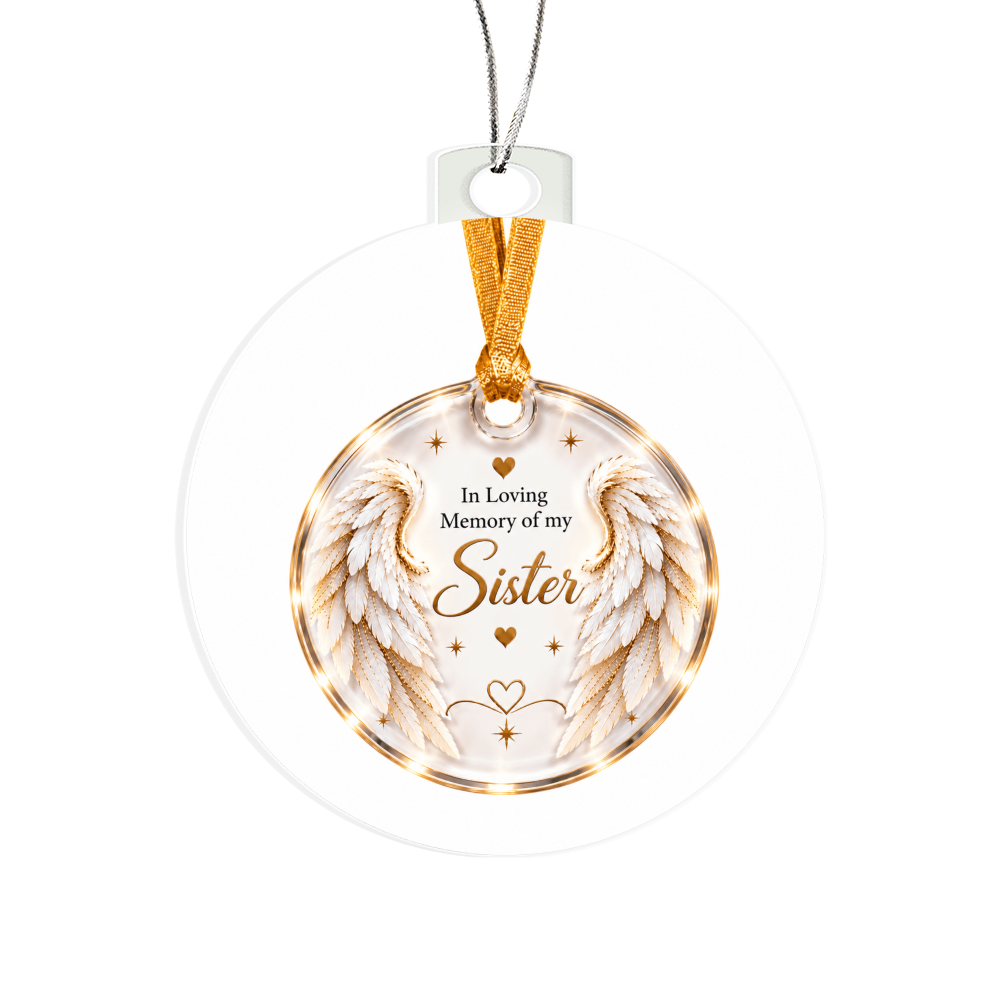 Sister Angel Wings Memorial Acrylic Christmas Tree Ornament