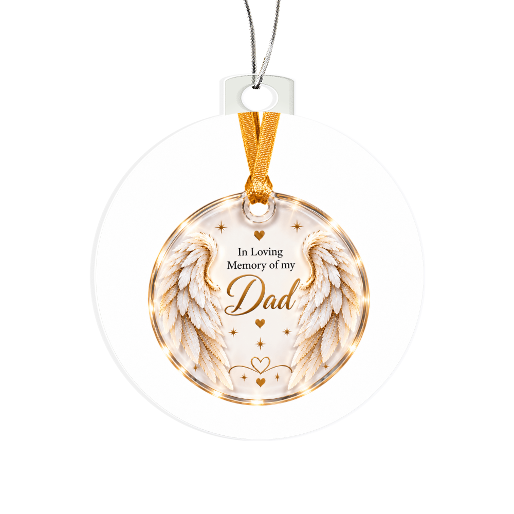 Dad Angel Wings Memorial Acrylic Christmas Tree Ornament
