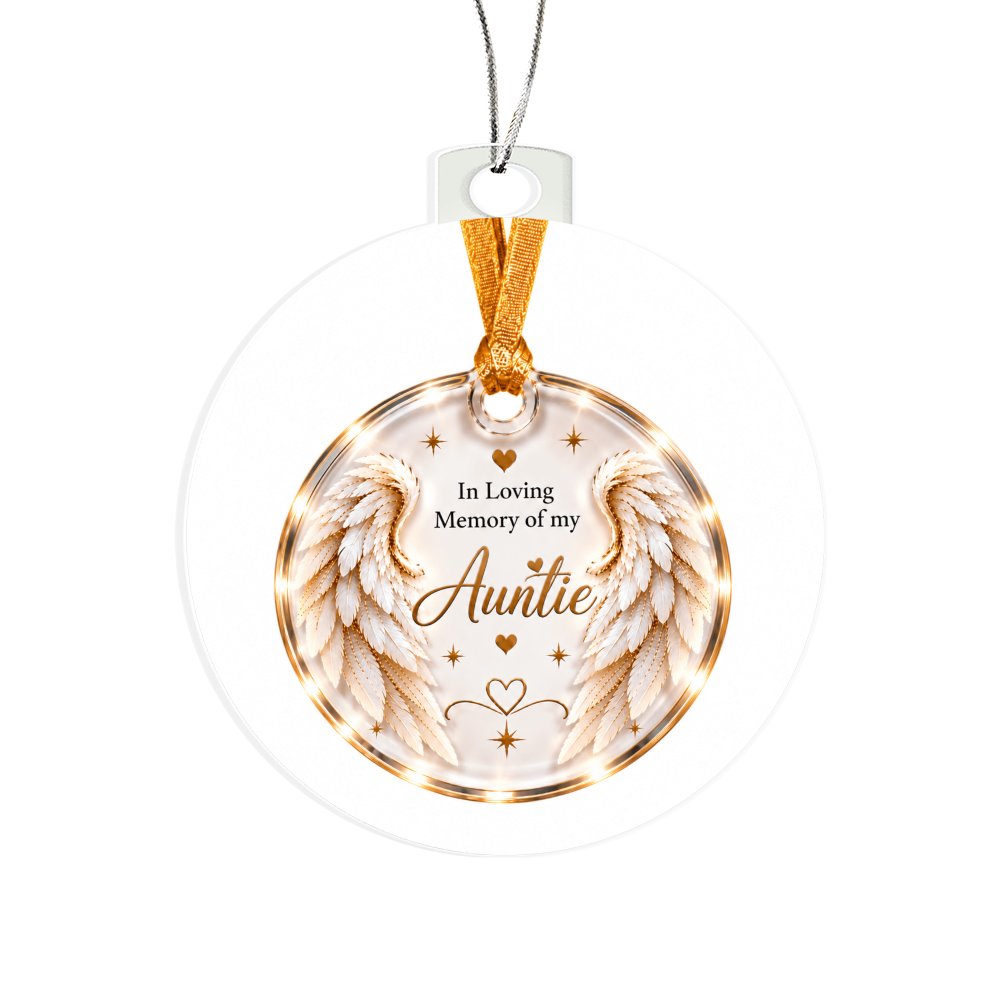 Auntie Angel Wings Memorial Acrylic Christmas Tree Ornament