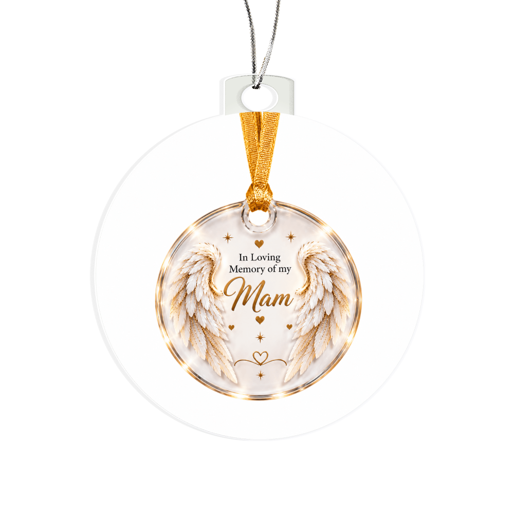 Mam Angel Wings Memorial Acrylic Christmas Tree Ornament